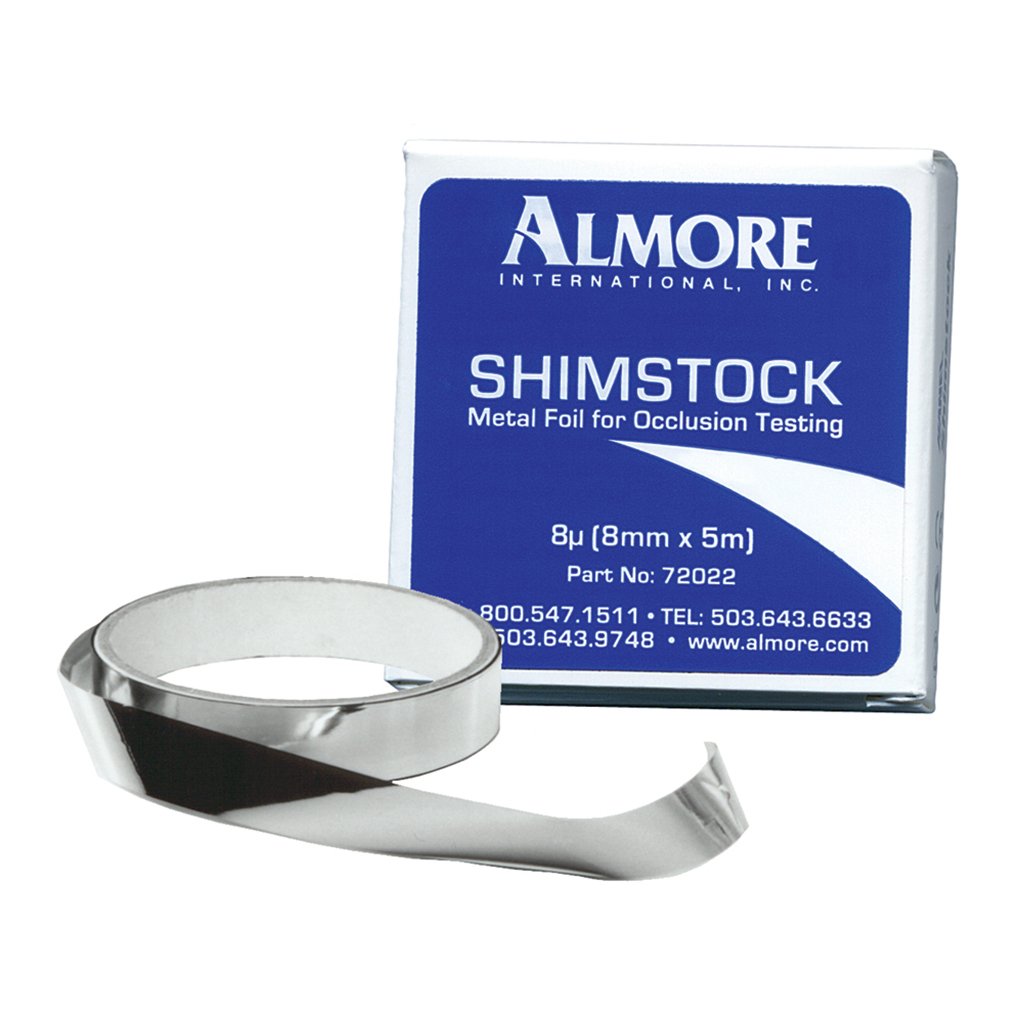HS Shimstock Occlusion Foil 8 Microns / 0.00032&quot; 5m x 8mm Boxed Roll Each