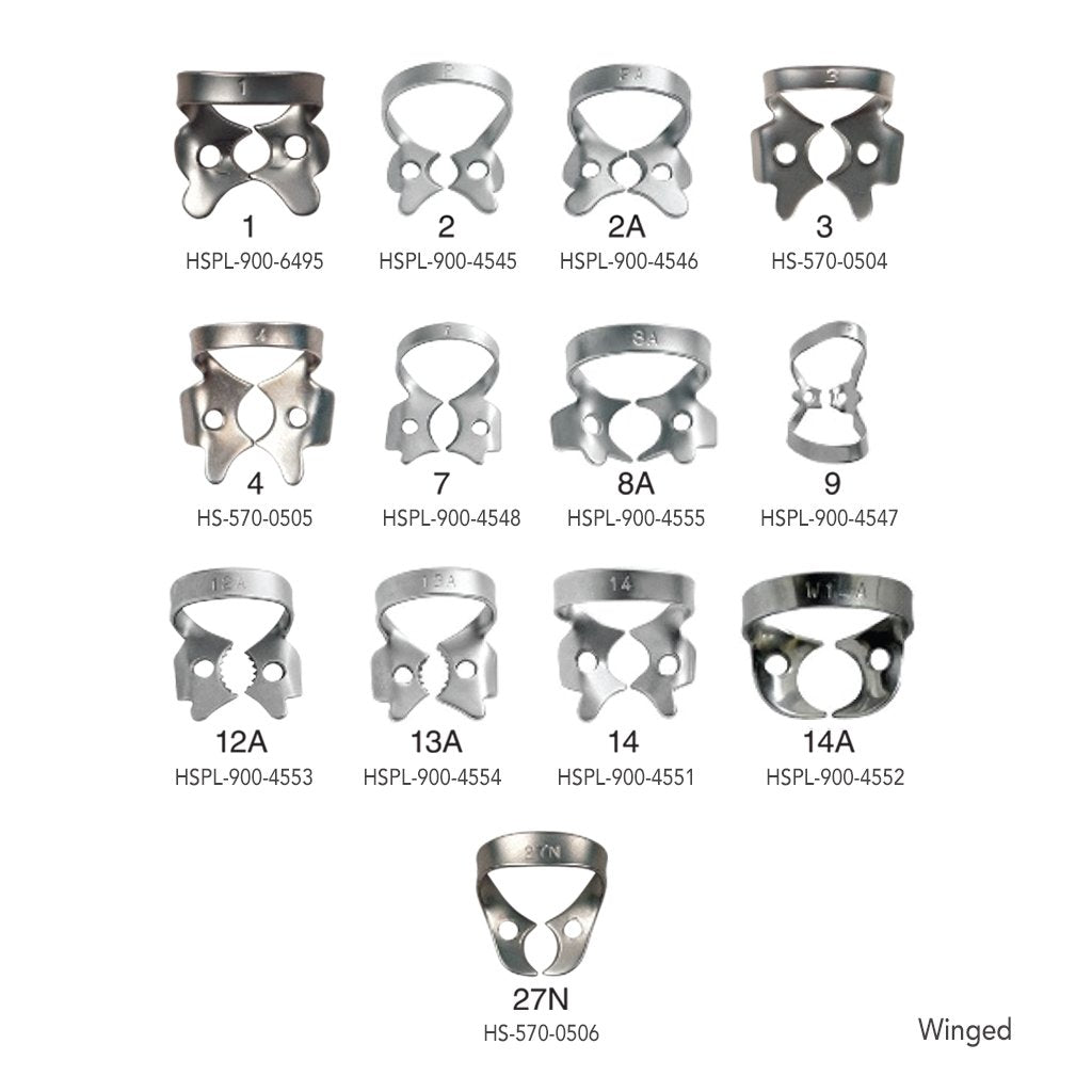 HS Rubber Dam Clamp Winged Lower Right/Upper Left Molar (Serrated) #12 ...