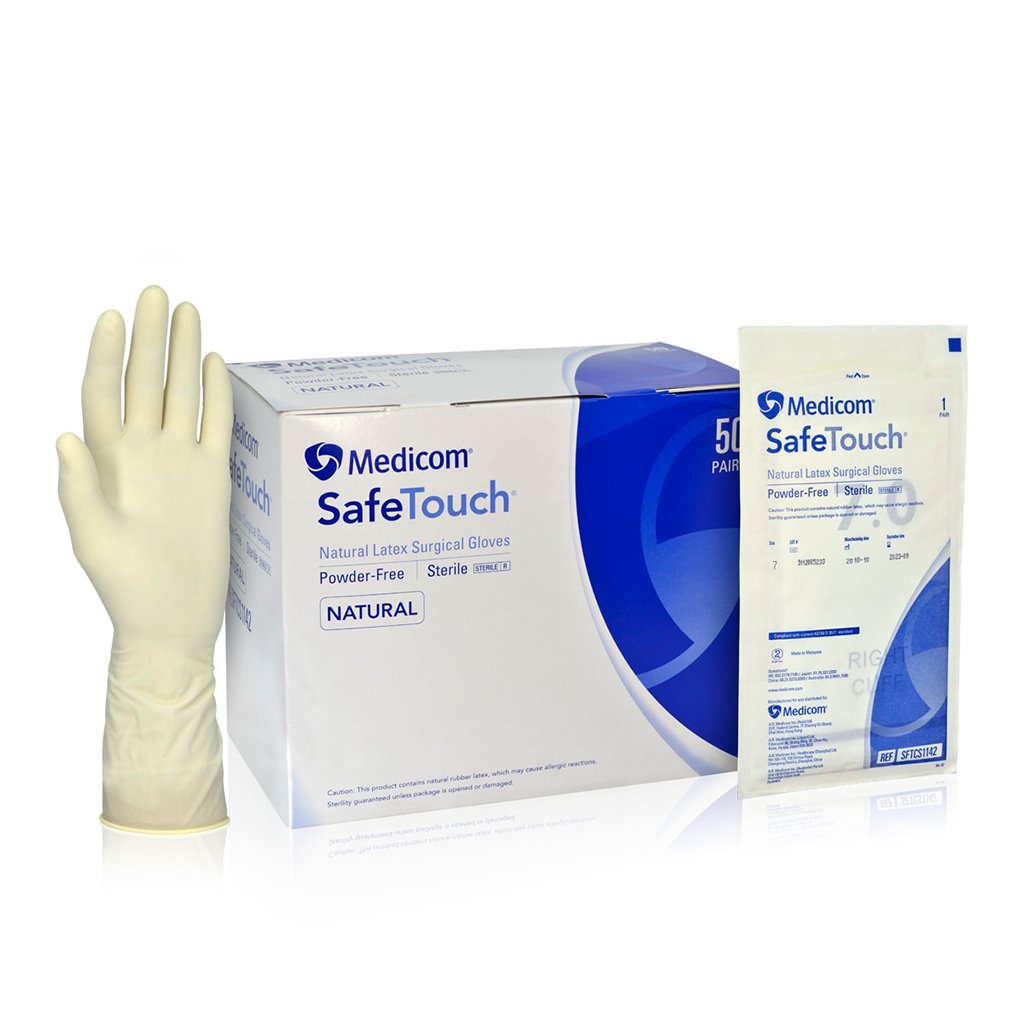 Medicom SafeTouch Sterile Latex Surgical Gloves Powder Free 6&quot; 100/Box